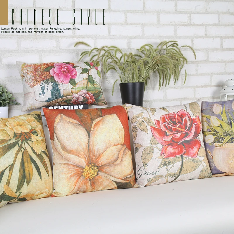 

Colorful Flower Printing Pattern Pillow Hugs Cushion for Home Decor Sofa Car Travel Neck Sleeping Pillows Pillowcase 40*40cm