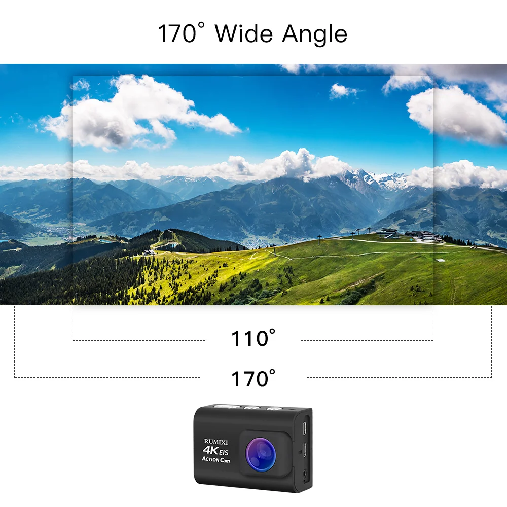 Спортивная экшн-камера Full HD 4K с функцией EIS встроенный Wi-Fi водонепроницаемая 30 м