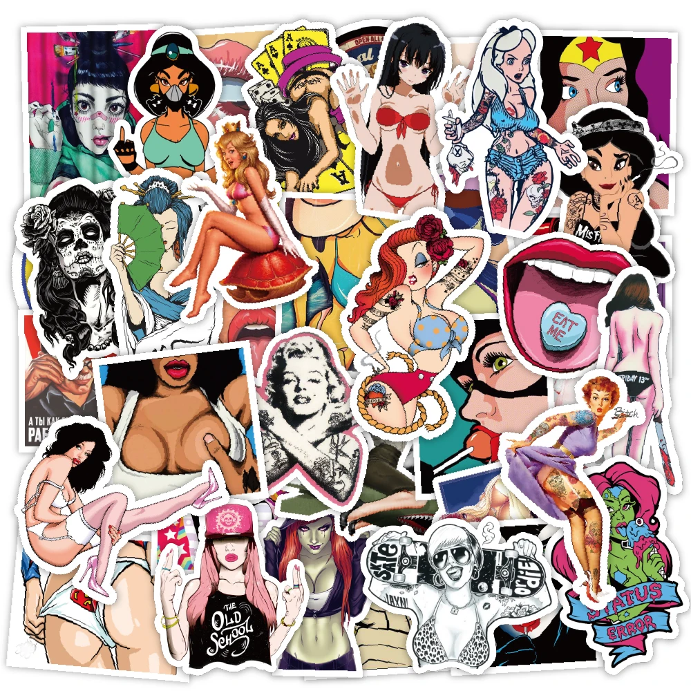 

50 pcs Girls Graffiti Vinyl Waterproof Stickers for Kids Teens Adults Luggage Laptop Bike Skateboard Supplies