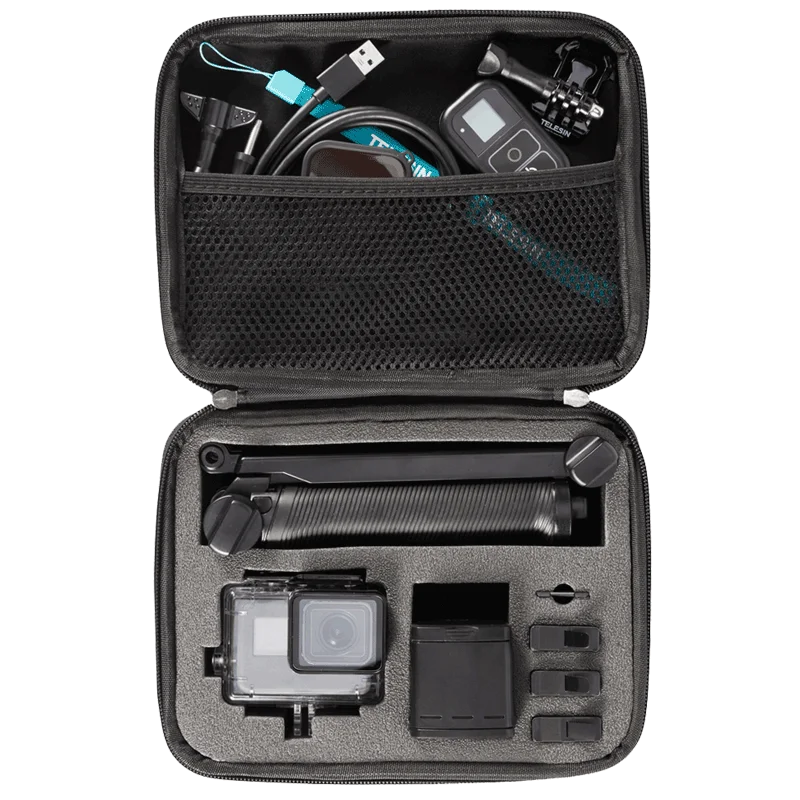 TELESIN средний синий Портативный ящик для хранения Дорожный Чехол GoPro Hero 9 8 7 6 5 4 3 + 2