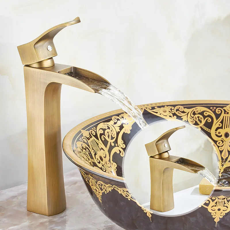 Смесители для кухни полностью медный архаизский водопад кран лица умывальник