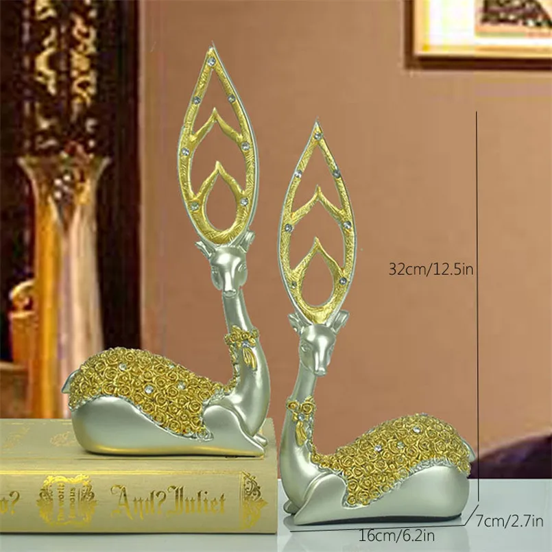 

Home Decoration Accessories Gold Deers Statues for Decoration Resin Deer Statue Abstract Sculpture nordic decoration Home