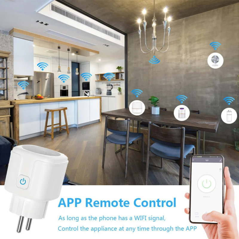 16A Tuya WIFI Plug Smart life Socket With Power Monitor Outlet EU APP Remote Voice Control Work For Alexa Google Assistant | Электроника