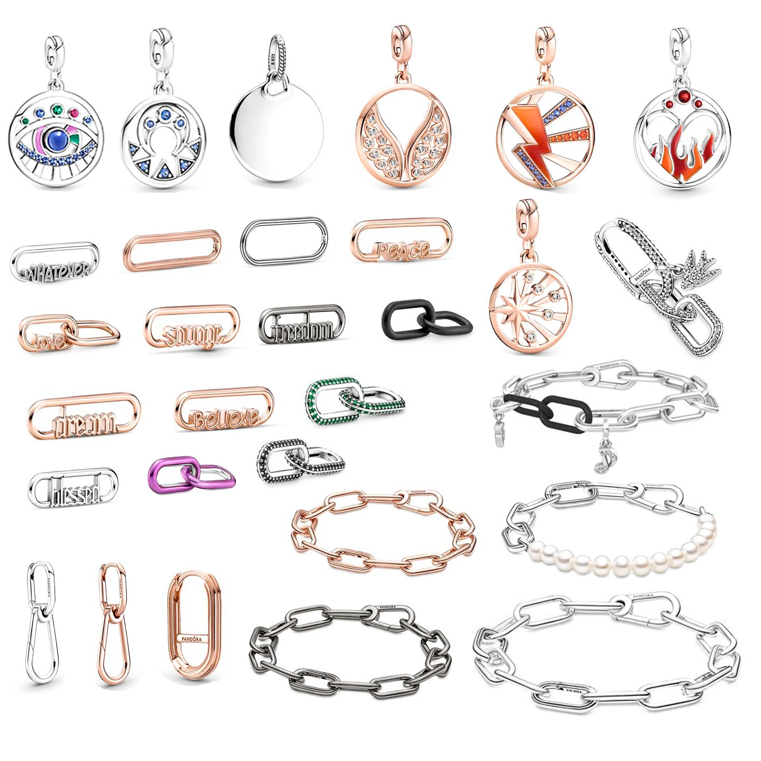 

2021 New Handmade 925 Sterling Silver Pandora ME Series Original Charm DIY Bracelet Pendant Beads Free Matching Necklace Gift