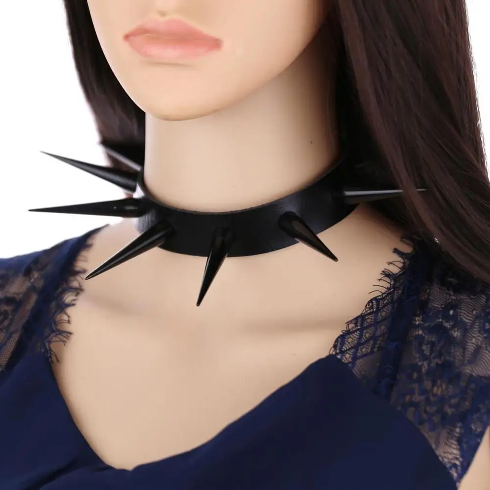 

PHYANIC Vegan Leather Spiked Choker Necklace Punk Collar For Women Men Emo Biker Metal Chocker Necklace Goth Jewelry Accessories
