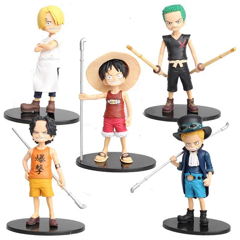 

15cm 5pcs/set One piece Luffy ace Sanji Roronoa Zoro Sabo childhood Action figure toys doll Christmas gift no box