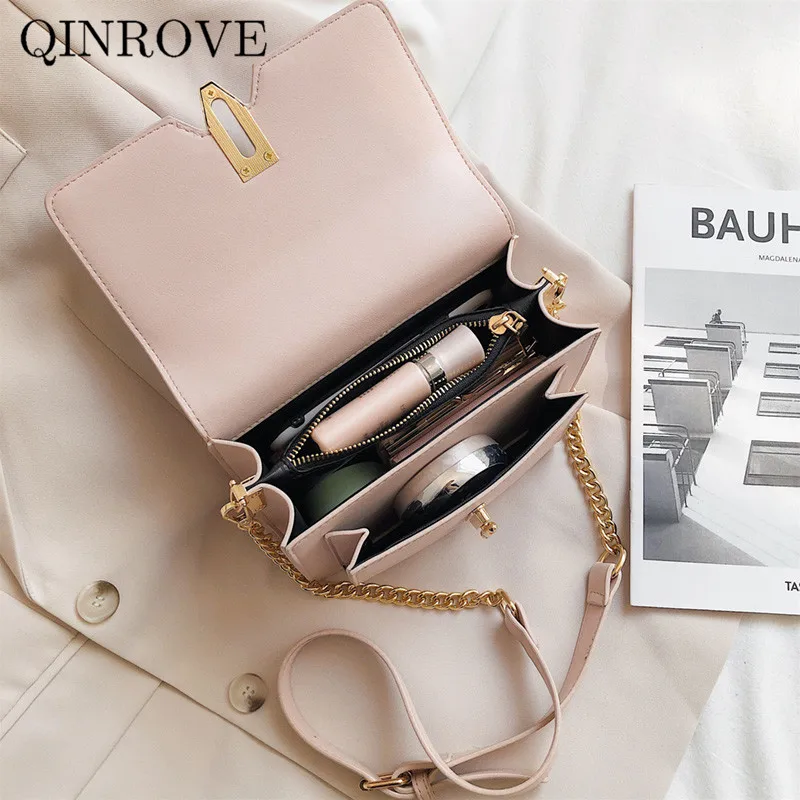 

Solid Color PU Leather Shoulder & Crossbody Bag For Women Fashion Female Messenger Bag Small Ladies Black Handbags With Chains