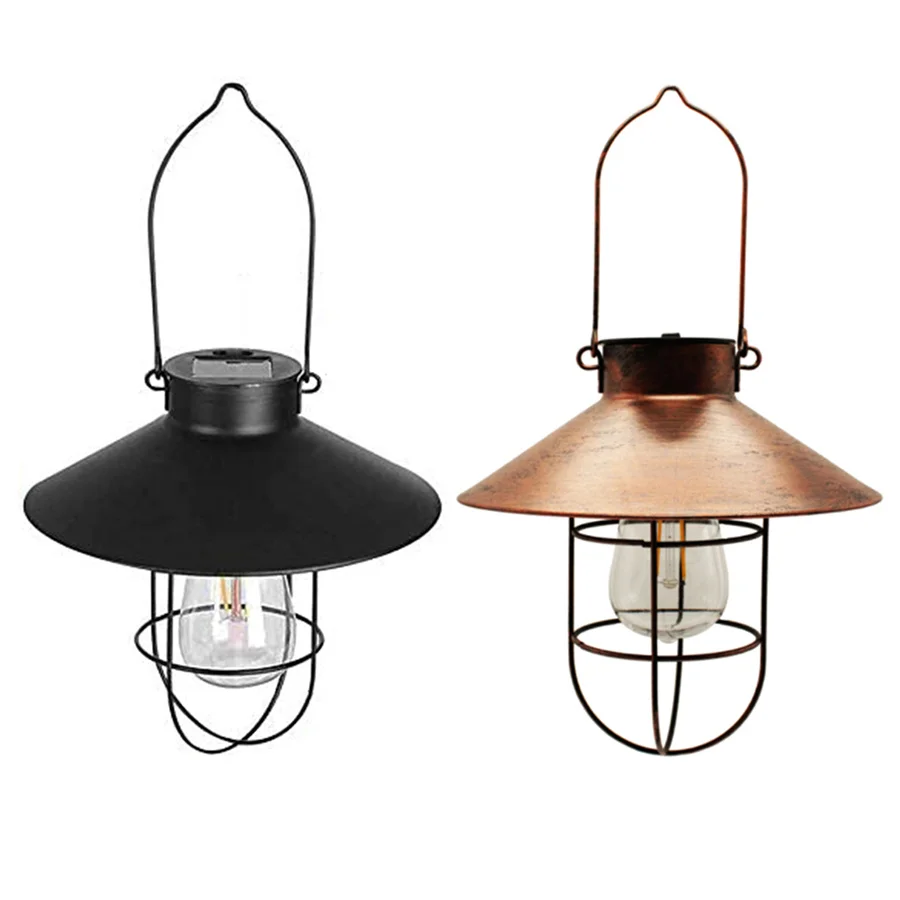 

Retro Solar Lantern Outdoor Hanging Light Vintage Solar Lamp E27 2W LED Bulbs Solar Garden Light For Yard Patio Xmas Party Decor