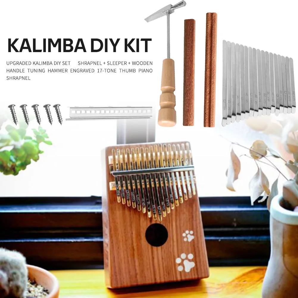 

17 Keys Kalimba DIY Replacement Parts with Keys Bridge Tuning Hammer Kit Musical Instrument Thumb Finger Piano Accessories