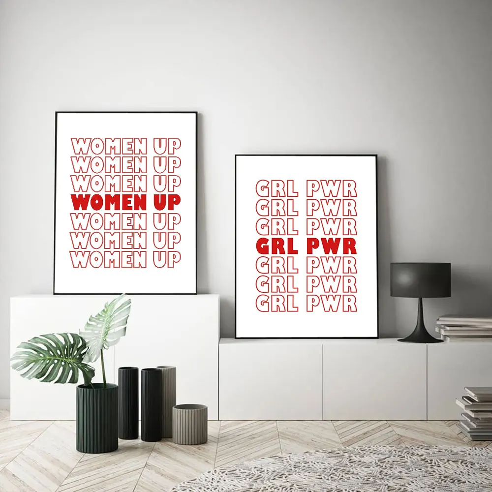 Плакат девушки Power Женская Художественная печать Минималистичная GRL PWR холст