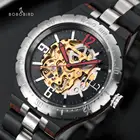 Часы мужские деревянные механические, водонепроницаемые деловые в стиле милитари, с автоматическим движением в японском стиле, с Т-образным вырезом