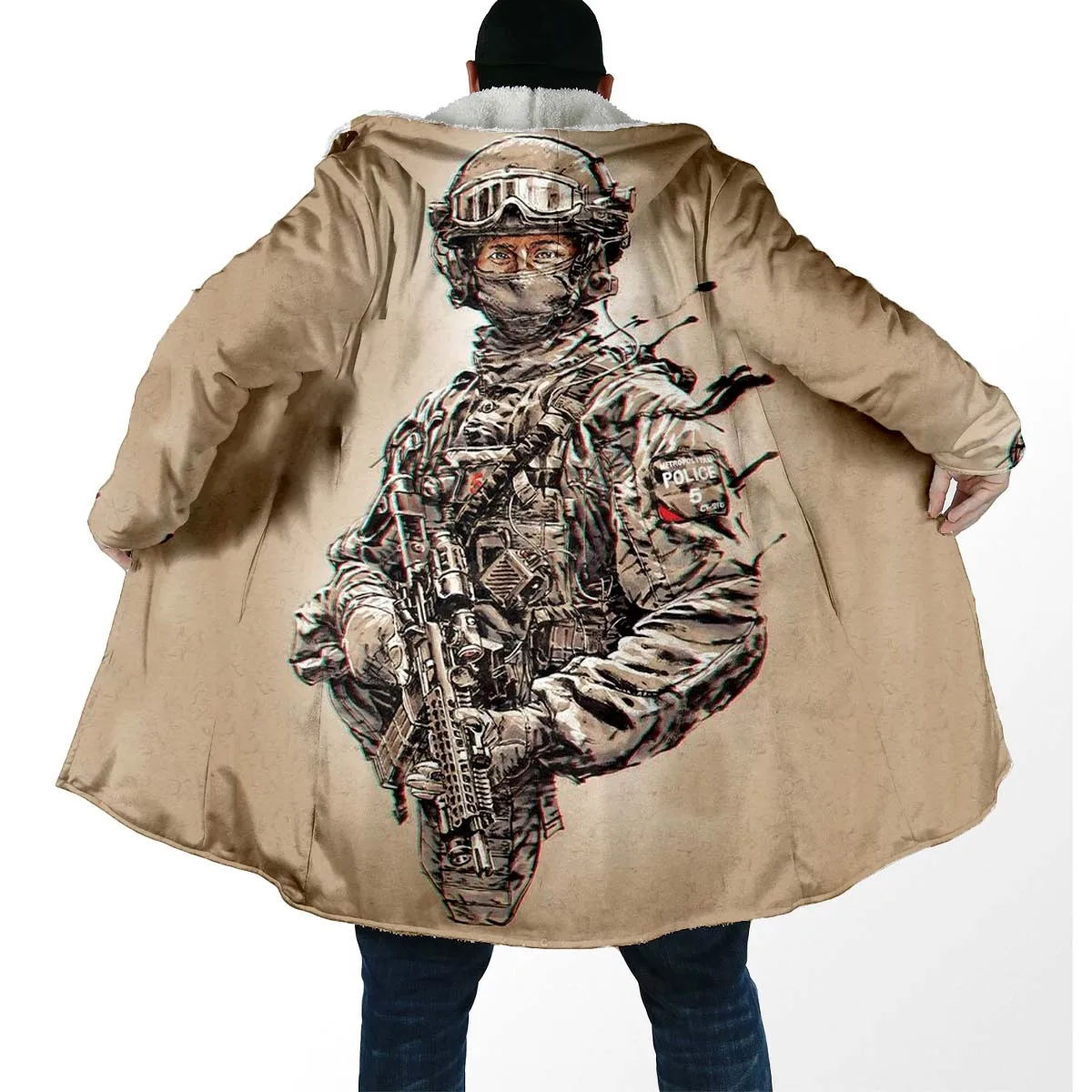 Толстая теплая накидка с капюшоном для женщин и мужчин Череп солдат армейская