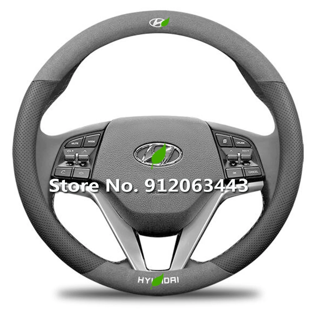 

Чехол на руль для автомобиля, замшевый, кожаный, для Hyundai Santa Fe, Creta Ix25, I20, I30, I40, Ix20, Ioniq, Veloster Kona