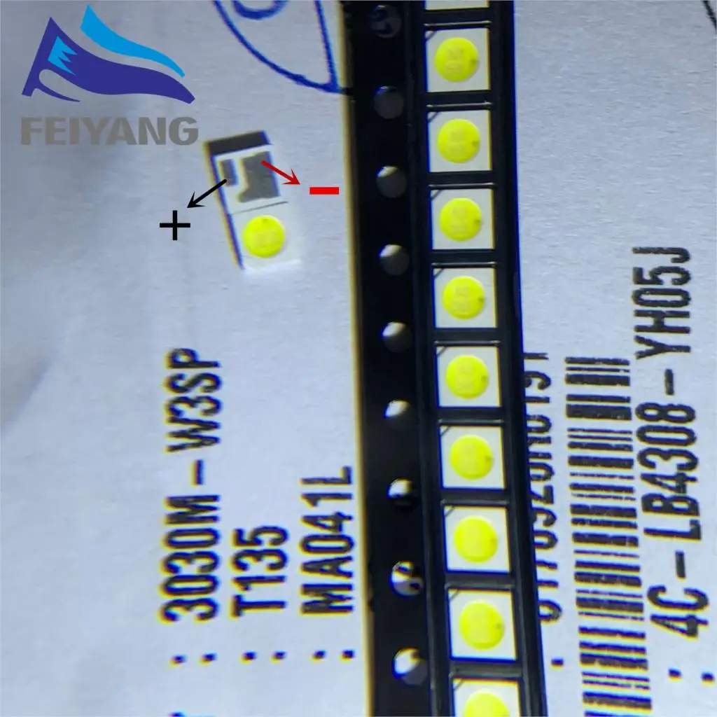 100PCS LED Backlight High Power 1.6W 3030 6V Cool white 100-130LM TV Application 3030M-W3SP AOT | Электронные компоненты и