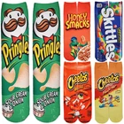 Забавные длинные носки с 3D принтом еды кукурузных хлопьев кетчупа дизайн упаковки искусственные мужские и женские мужские высокие носки унисекс с картофельными чипсами