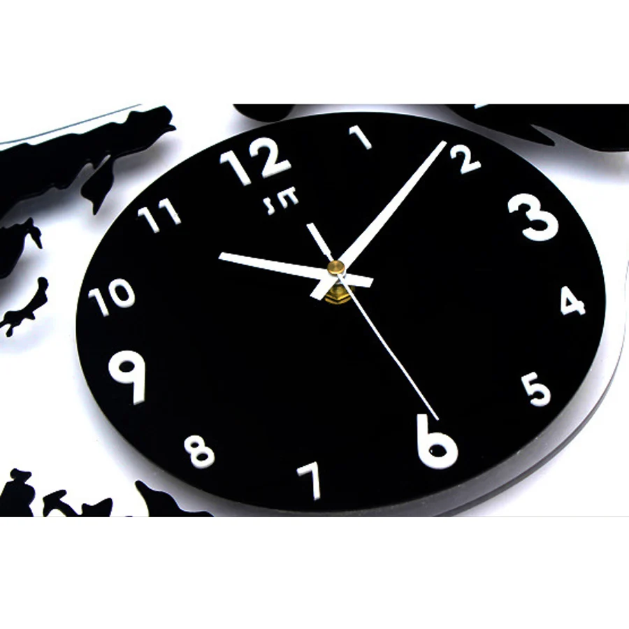 Настенные часы в современном стиле с большой картой мира фоновое украшение