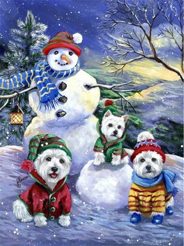 7849 AZQSD 5D DIY Diamond Painting Snowman Full Kit Square Drilling Picture Of Rhinestones Cartoon Diamond Embroidery Home Decortion - Цвет: 7849