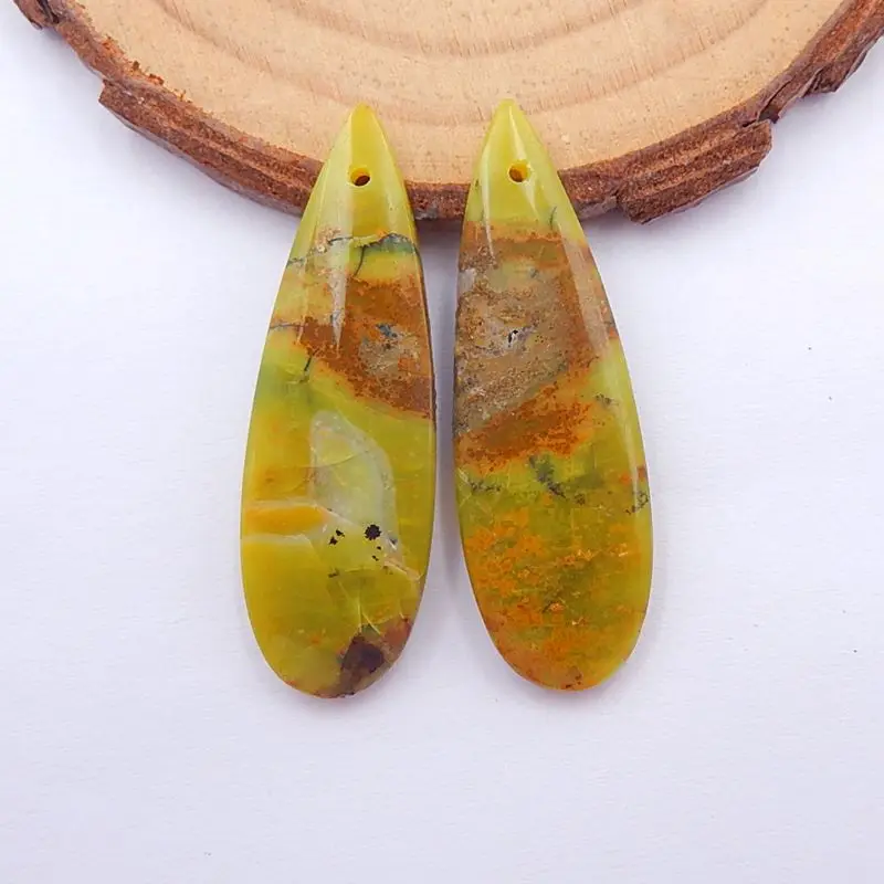 Женские серьги из драгоценных камней 1 пара модные с желтым опалом размеры 37x12x4 мм