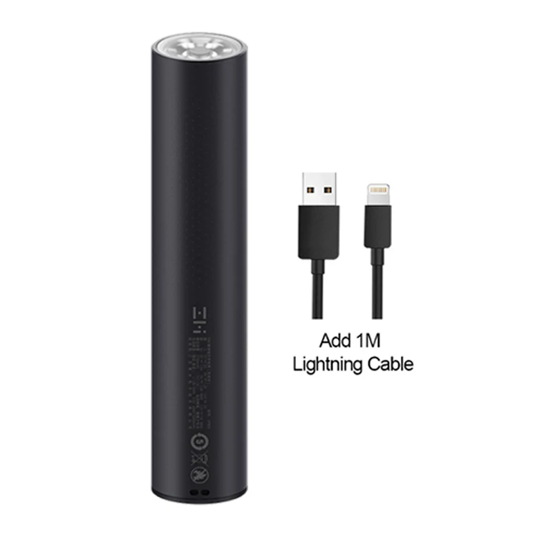 add lighting cable ZMI LPB02 портативный мощный флэш-светильник 5000 мАч Внешний аккумулятор IPX6 Водонепроницаемый аварийный SOS наружный МОЩНЫЙ СВЕТИЛЬНИК - Цвет: add lighting cable