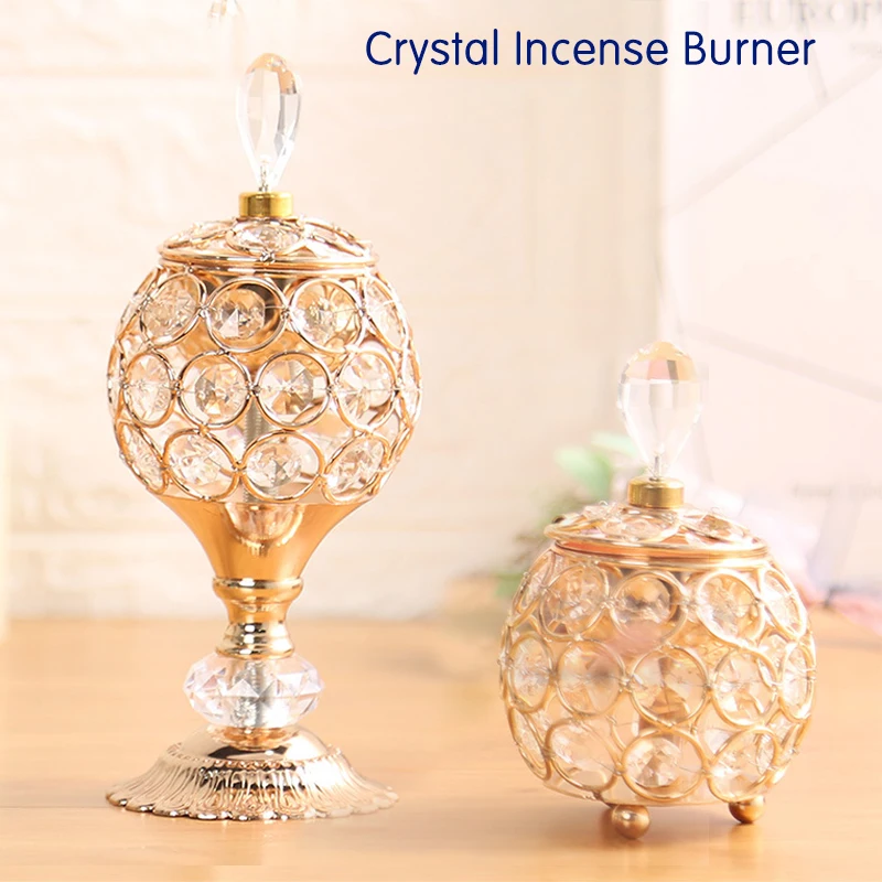 

Nordic Crystal Diamond Decorative Cone Incense Holder Modern Incense Burner Tabletop Shelf Ornament with Removing Burning Bowl