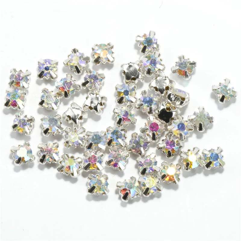 

200pcs 4mm Wholesale Silver Crystal Rhinestone Metal Beads Sew Jewelry Findings For DIY Decoration Bracelet Necklace Accessories
