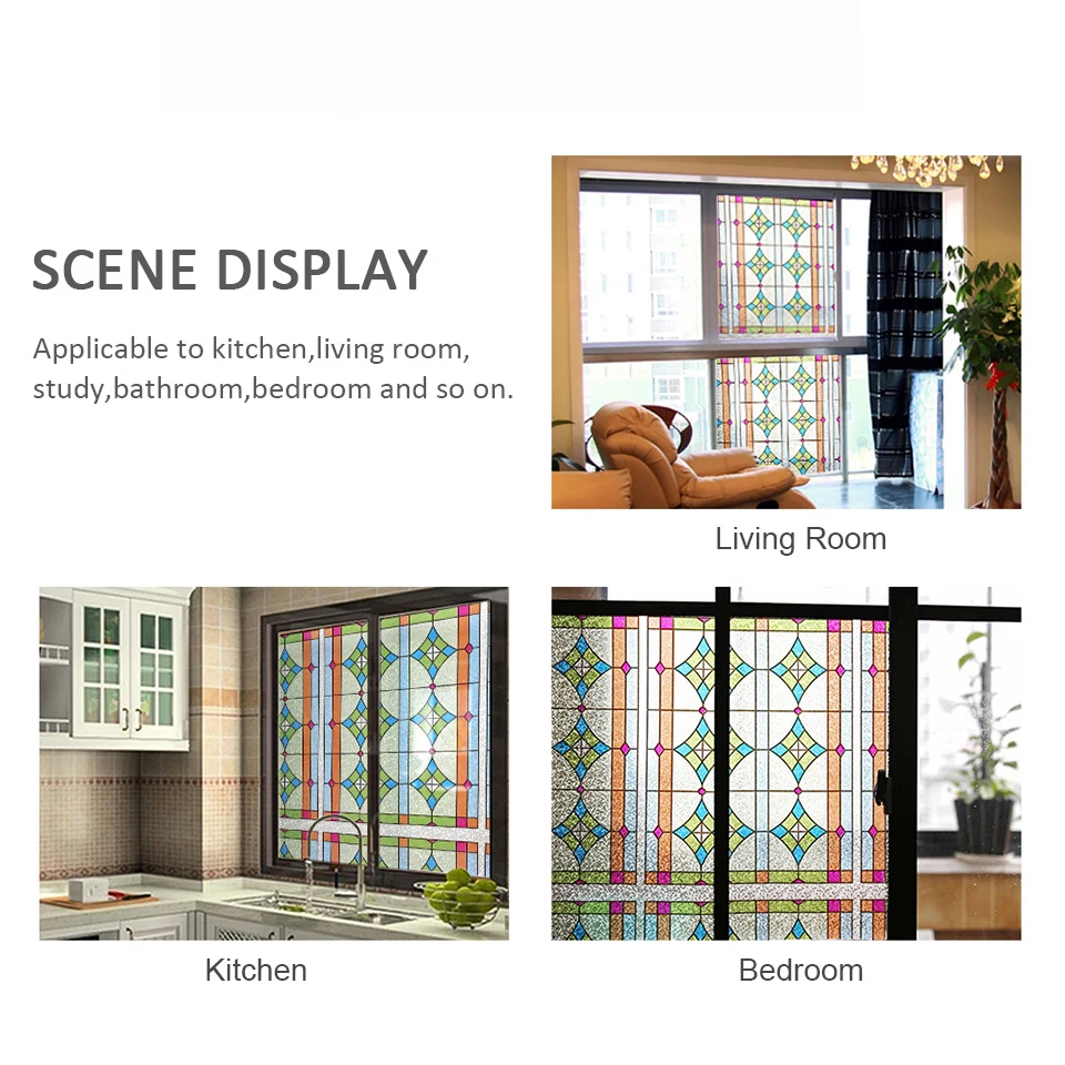 Витражная виниловая декоративная оконная пленка 3D статическая конфиденциальная