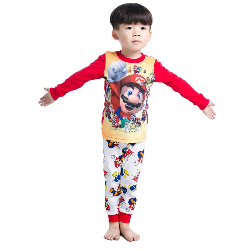 Детская одежда для сна из хлопка с супер Марио мальчиков пижама топ + штаны