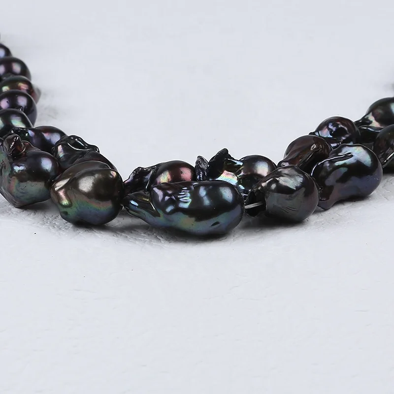 Натуральный пресноводный черный неравномерный жемчуг нить 16-17 мм большой размер
