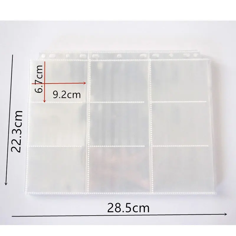 100Pcs Card Organizer Ring Binder Folder 11-Hole Clear Loose Leaf Documents Sheet Storage File Transparent Bag Learning Office | Канцтовары