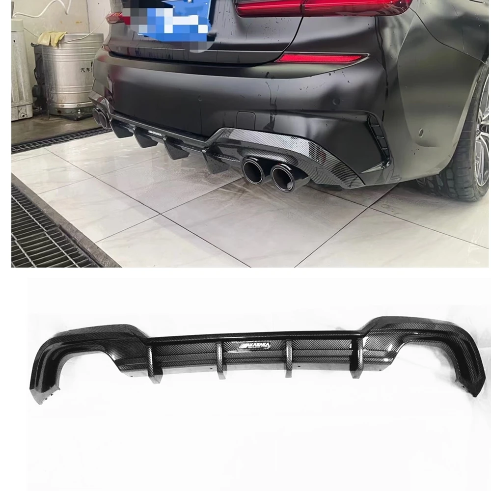 AKASAKA Rear Bumper Diffuser Lip For BMW G20 325i 325LI M Sport 2019 2020 Carbon Fiber Look/Gloss Black Spoiler Plate Splitter 