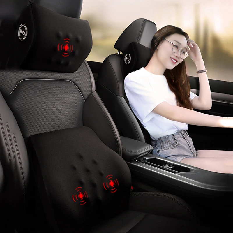 

USB Charger Car Massage Pillow Neck Protection Headrest Auto Seat Back Support Relieve Fatigue Car Office Home Chairs