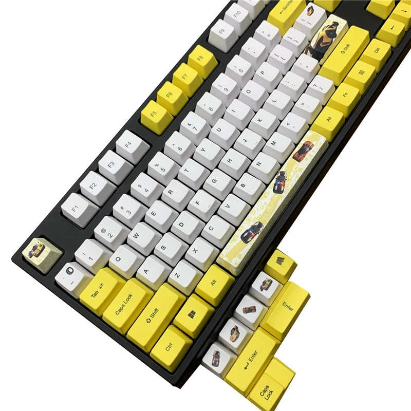 

Racing Keycap 104+Key Height PBT Sublimation Keycap General Mechanical Keyboard Compatible with Black Jazz AKKO, Etc.