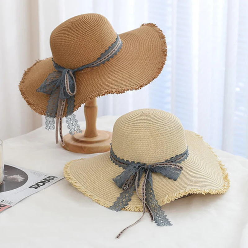Шляпа женская летняя широкополая с бантом соломенная шляпа | Аксессуары для