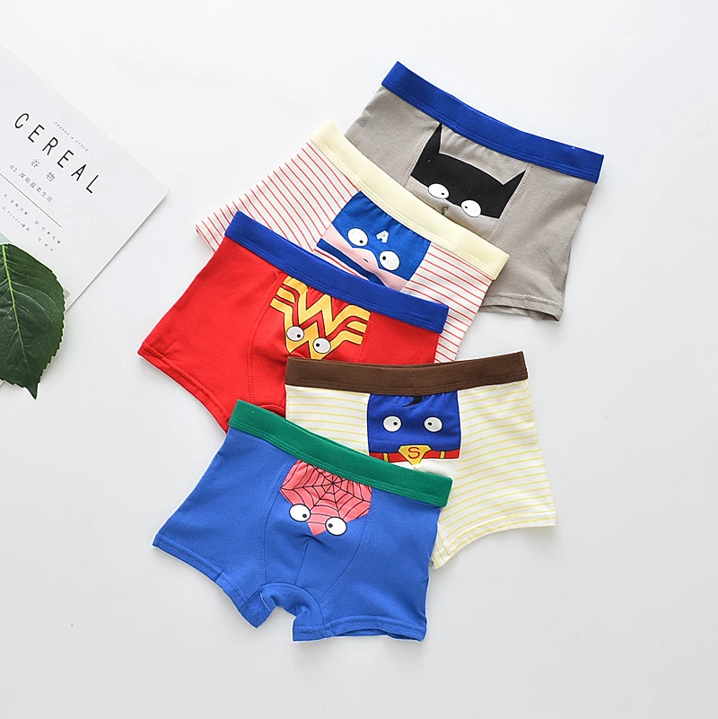 5 шт./лот трусы боксеры для мальчиков и девочек нижнее белье с героями