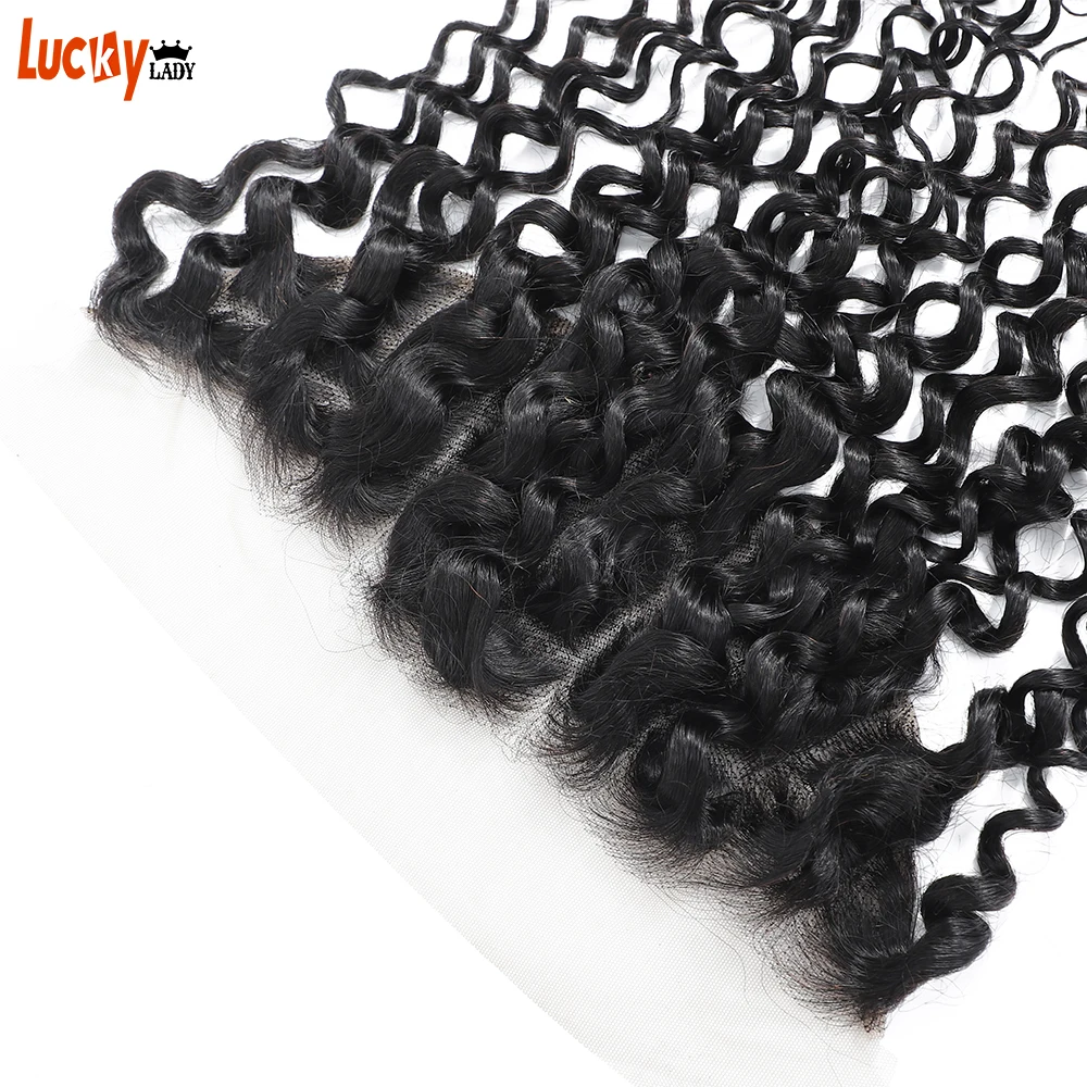 13X4 HD Transparant Lace Frontal Brazilian Water Wave Closure 100% Remy Human Hair Free/Middle/Three Part Natural Color | Шиньоны и