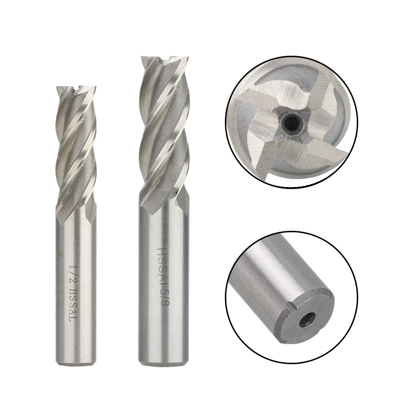 

6pcs HSS Milling Cutters Straight Shank 4 Flute Imperial End Mill Cutter 1/4 1/2 5/16 5/8 3/8 3/16 CNC Milling Machine