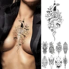 Водостойкая Временная тату-наклейка в виде змеи, цветка розы, блестящая татуировка, кружевная лиса, Лев, краска на теле, искусственная тату на руку для женщин