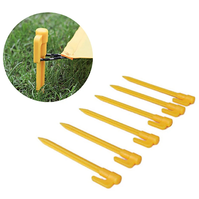 10Pcs Camping Tools Plastic Tent Pegs Nails Sand Ground Stakes Outdoor Awning Yellow Accessories | Спорт и развлечения