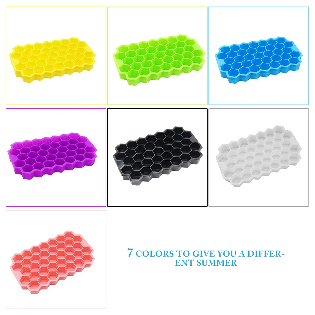 

With Removable Lids Cavity Ice Cube Tray Honeycomb Ice Cube Mold Food Grade Flexible Silicone Ice Molds for Whiskey Cocktail