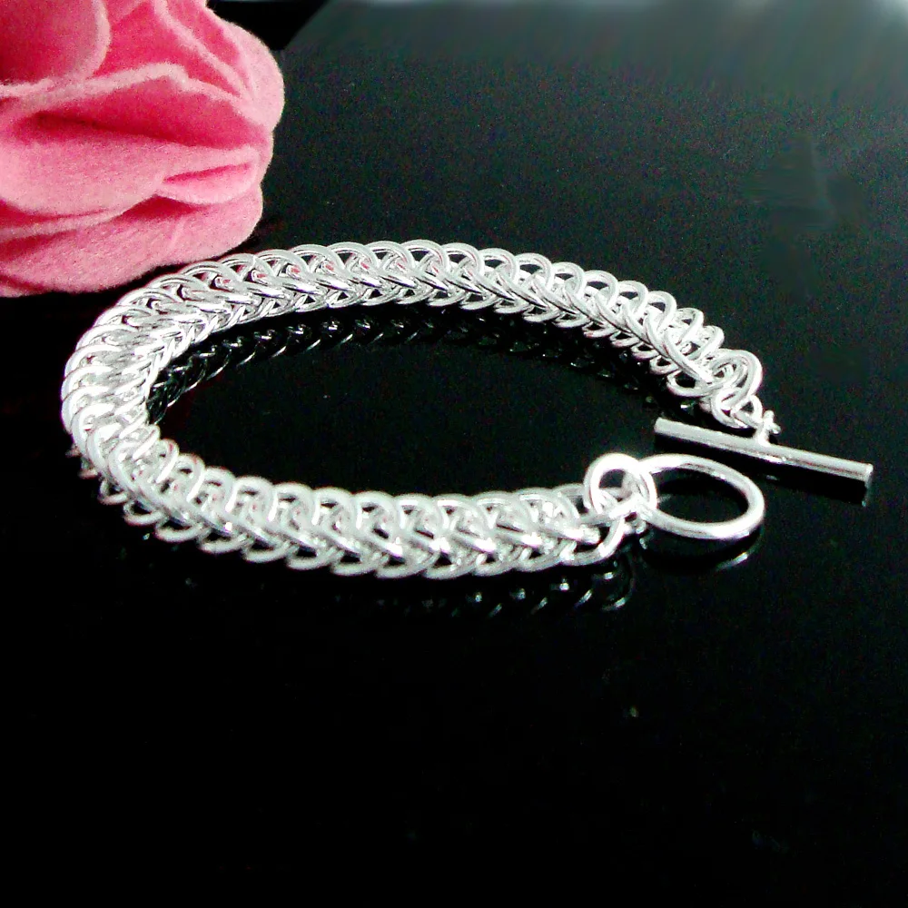 Браслет мужской из серебра 925 пробы с пуговицами|Гибкие и жесткие браслеты| |