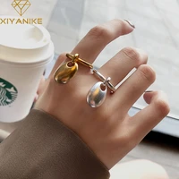 xiyanike silver color spoon shape pendant open ring female trendy vintage creative jewelry accessories party dropshipping