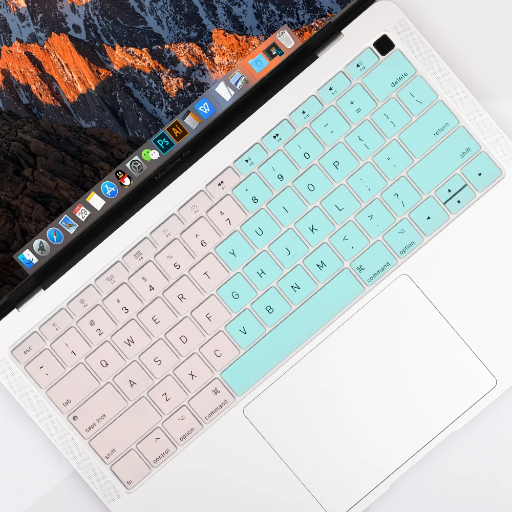 Градиентный розовый зеленый чехол для клавиатуры MacBook Air 13 дюймов 2019 2018 модель A1932