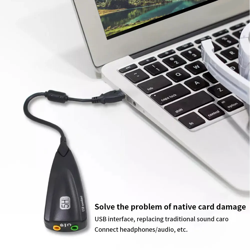 

USB External Sound Card 5H2V Audio Sound Splitter Converter With Stereo Earphone Adapter Microphone Adapter Cable Audio Mic