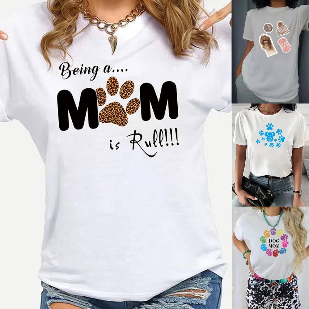 

T-shirt Men's and Women's Short-sleeved White Round Neck Casual Commuter Personality Printing Series Trendy All-match Top