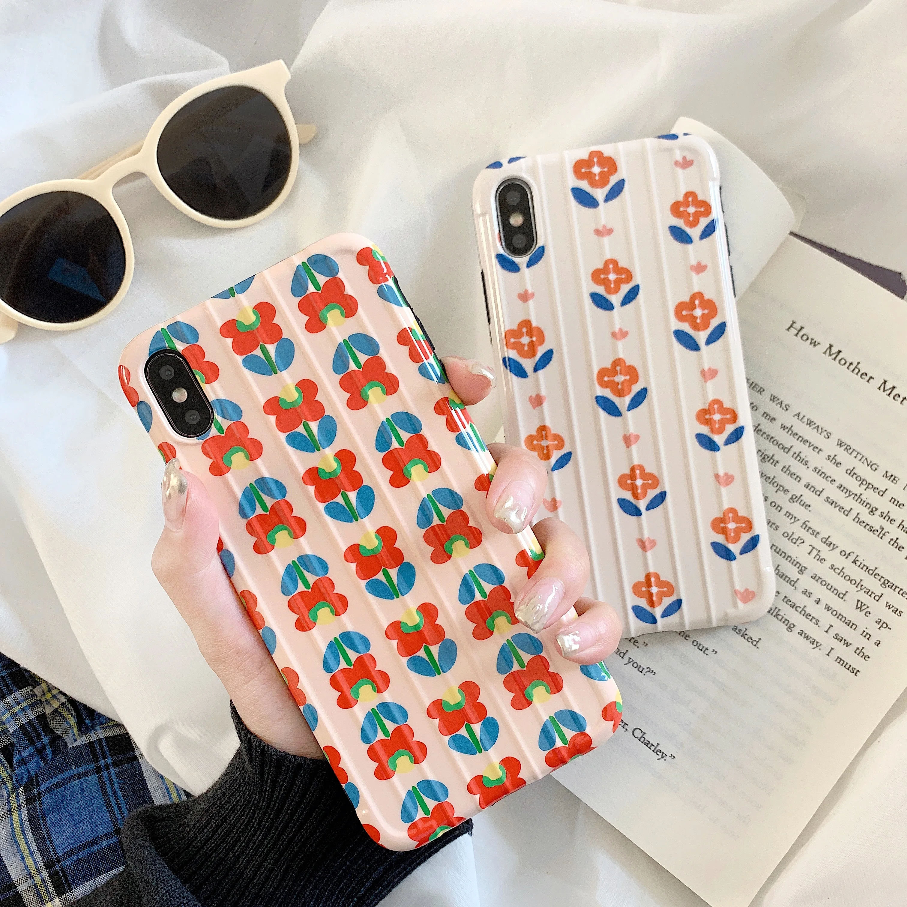 Корейский мультфильм цветок IMD изогнутый багажный чехол для iPhone Xr Xs Max X 6 6s 7 8 Plus