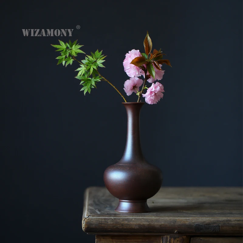 Handmade Creative Japanese Zen Retro Vintage Imitation Copper Ceramic Vase Flower Arrangement Living Room Decorations | Дом и сад