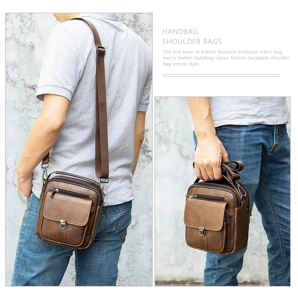 

Men's Genuine Leather Crossbody Bags for Men Luxury Brand Messenger Man Natural Leather Designer Male Shoulder Bags Handbag 2020