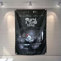 mary and max vintage movie poster wall hanging cloth high quality retro decorative banners flags canvas painting wall sticker