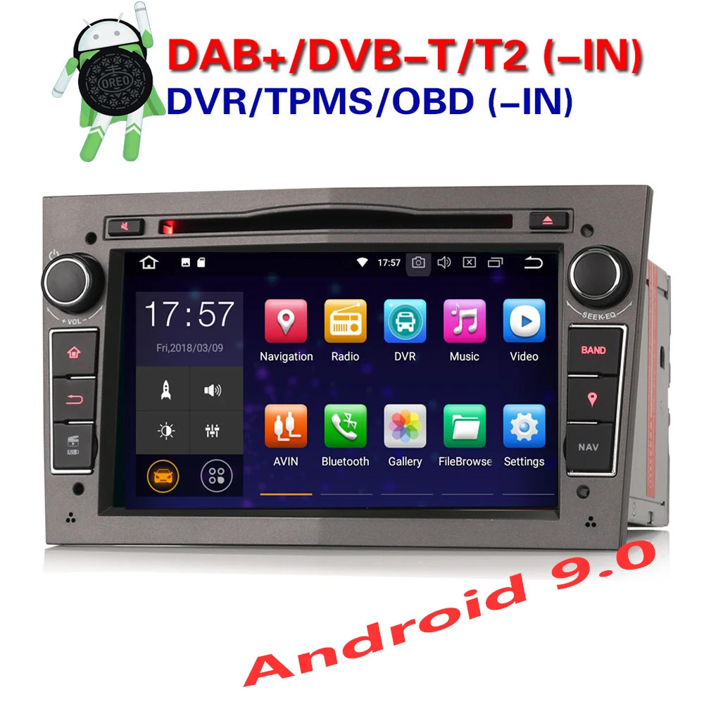 Erisin ES4860PG 7 &quotHD Android 9 0 четырехъядерный 2G RAM автомобильный DVD PX30 DAB + GPS Sat для Opel Vauxhall