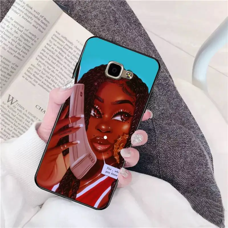 

0 Fashion Black Girls Soft Cover Phone Case For Samsung A 9 10 20 30 40 M20 S 30 31 J5(2015) J5prime 6 7 Plus
